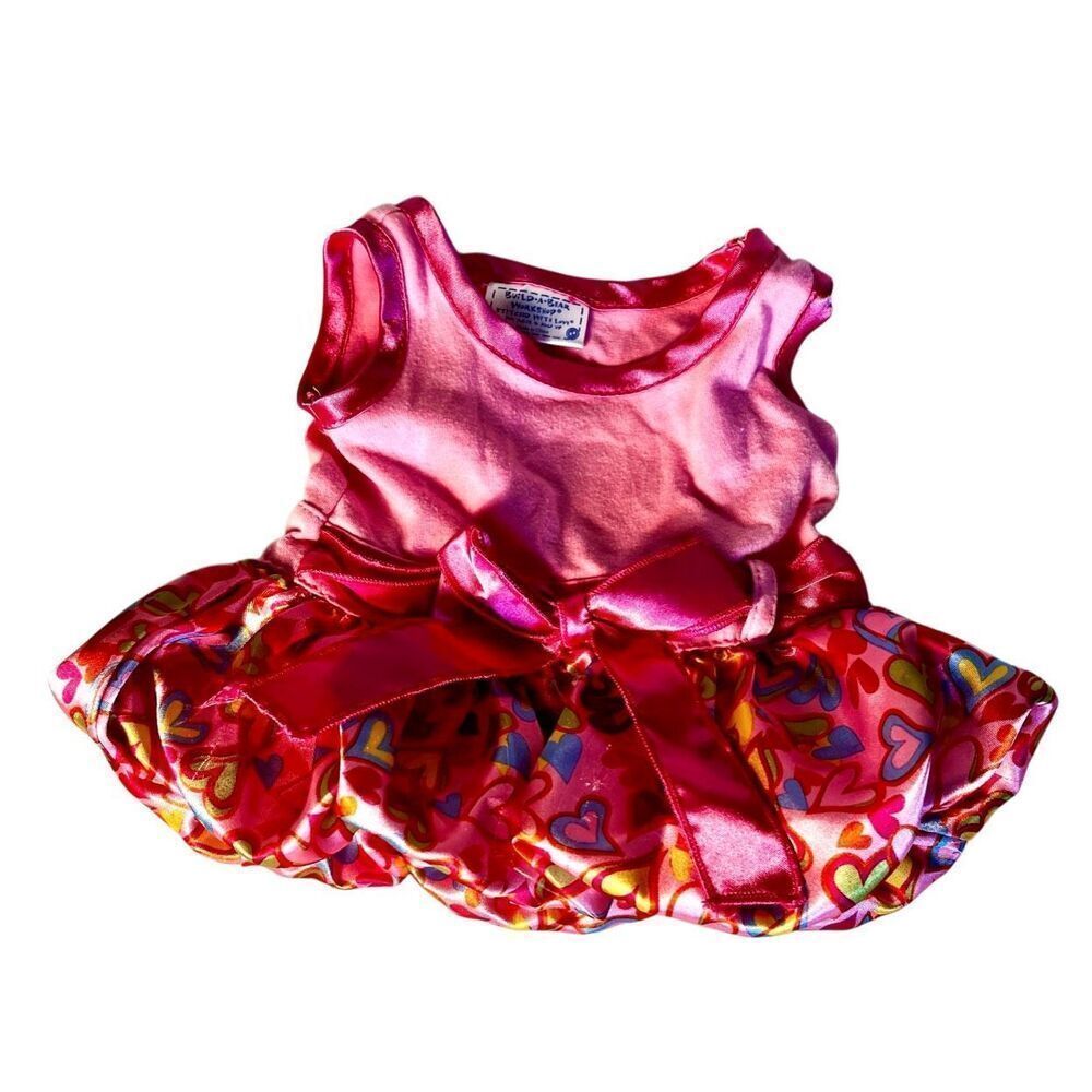 Build A Bear Collectible Pink Heart Dress With Waist Tie